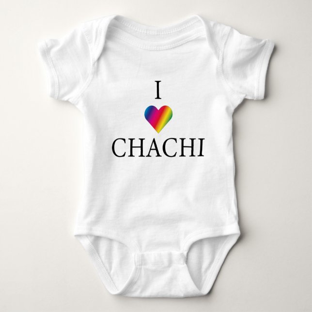 I LIEBE CHACHI RAINBOW HERZ BABY STRAMPLER (Vorderseite)