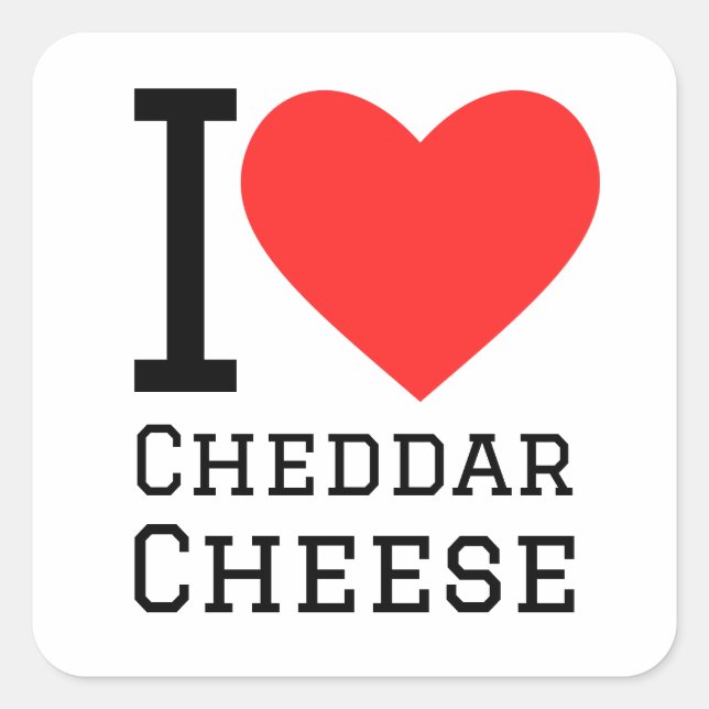 I Liebe cheddar Quadratischer Aufkleber (Vorderseite)