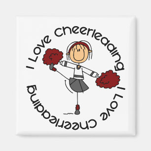 I Liebe-Cheerleading Strichmännchen-Cheerleader Magnet