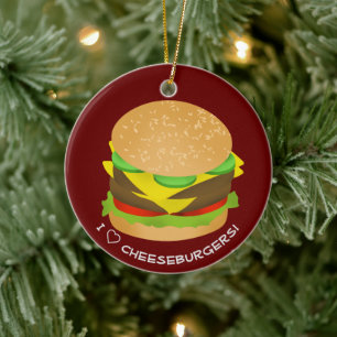 I Liebe Cheeseburgers Keramik Ornament