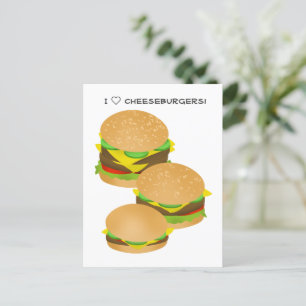 I Liebe Cheeseburgers Postkarte