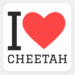 I Liebe Cheetah Quadratischer Aufkleber