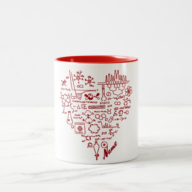 I Liebe-Chemie-Chemiker personalisiert Zweifarbige Tasse (Mittel)