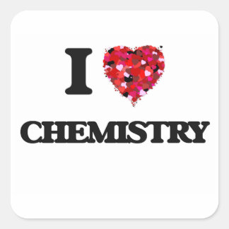 I Liebe Chemie Quadratischer Aufkleber