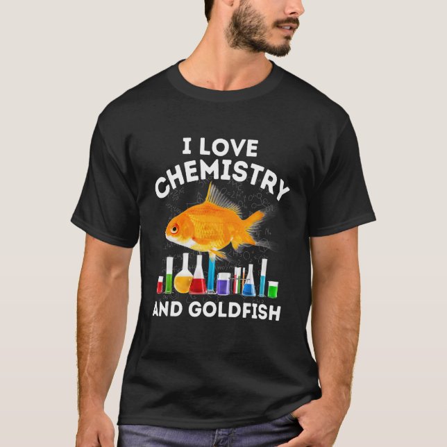 I Liebe Chemie und Goldfish Lehrerin Chemist Gold T-Shirt (Vorderseite)