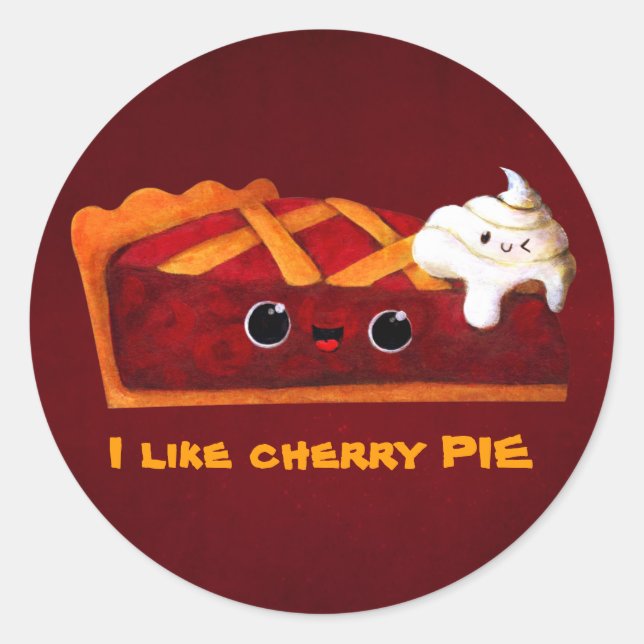 I Liebe Cherry Pie Runder Aufkleber (Vorderseite)