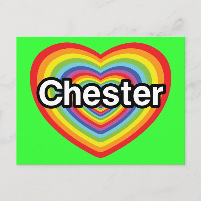 I Liebe Chester: Regenbogenherz Postkarte (Vorderseite)