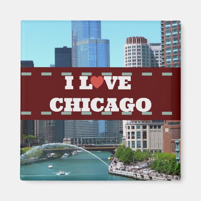 I Liebe Chicago Cityscape Magnet (Vorne)