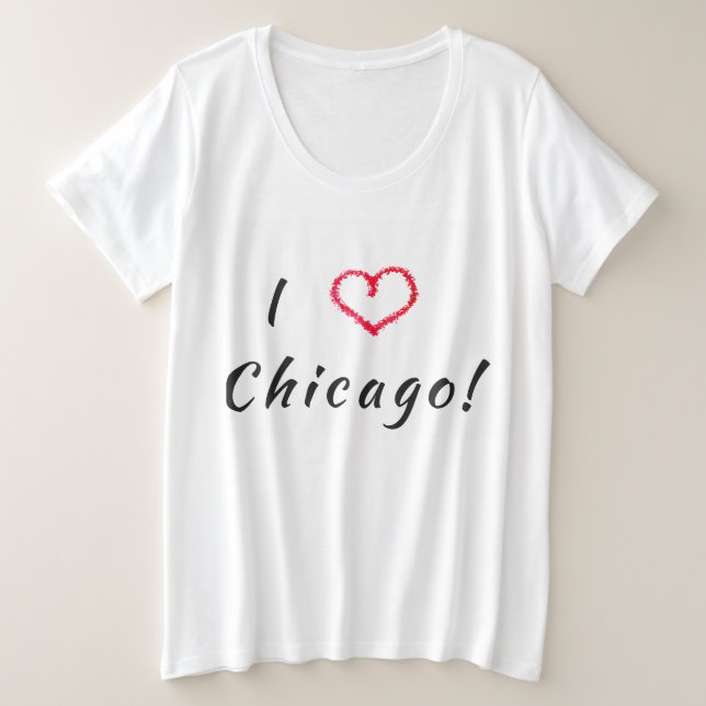 I Liebe Chicago Große Größe T-Shirt (Design vorne)