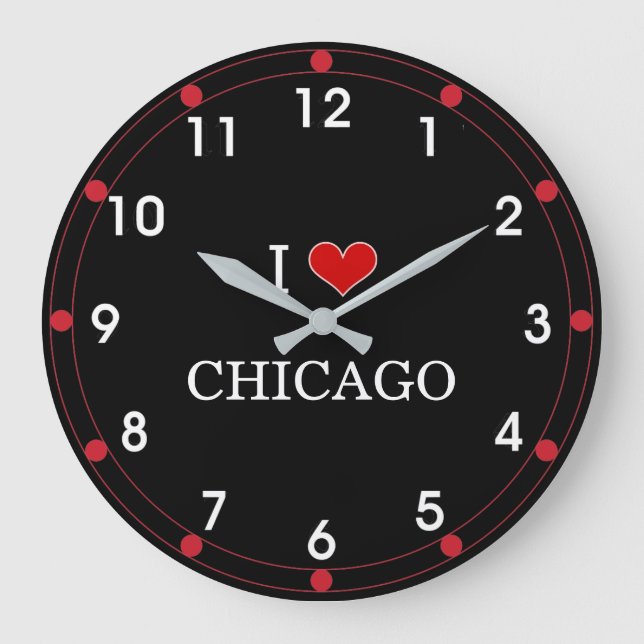 I Liebe Chicago Große Wanduhr (Vorderseite)