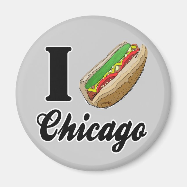 I Liebe Chicago Hot Dogs Kühlschrank Magnet (Vorne)