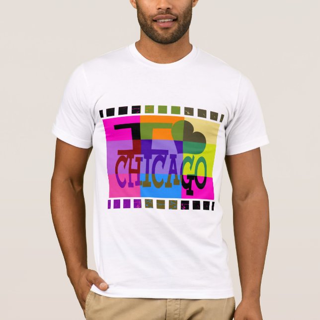 I Liebe Chicago - Pop Art T-Shirt (Vorderseite)