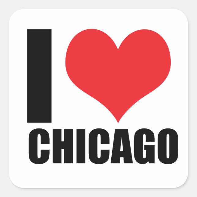 I Liebe Chicago Quadratischer Aufkleber (Vorderseite)