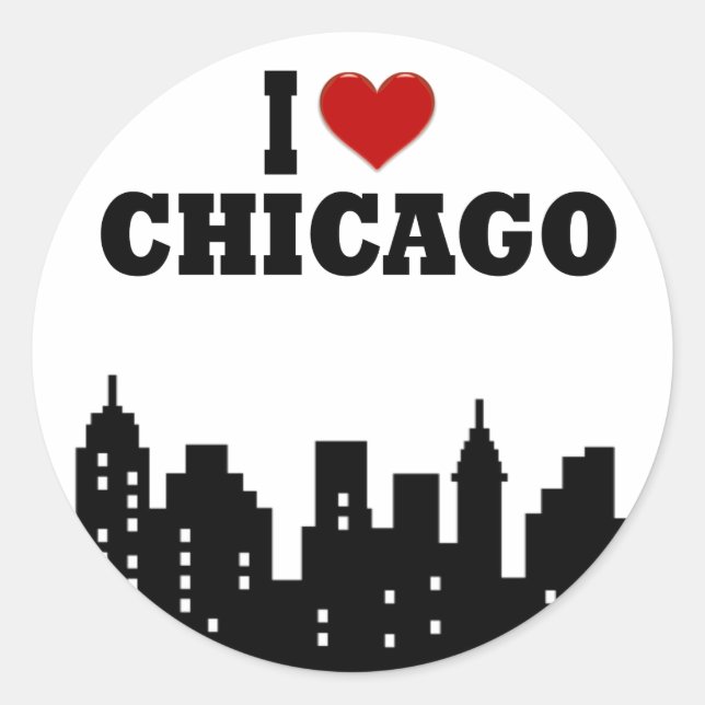 I Liebe Chicago Runder Aufkleber (Vorderseite)