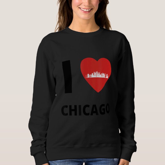 I Liebe Chicago Skyline Herz Apparel Sweatshirt (Vorderseite)
