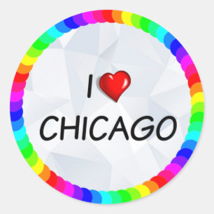 I Liebe Chicago, Textdesign Runder Aufkleber