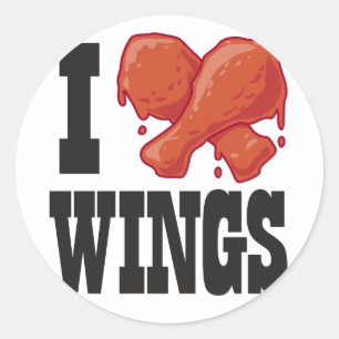 I Liebe Chicken Wings Runder Aufkleber