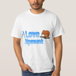 I Liebe Chipmunk Blue Color Text Brown Chipmunk T-Shirt