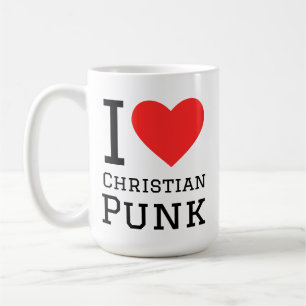 I Liebe Christlicher Punk-Quadrat-Aufkleber Kaffeetasse