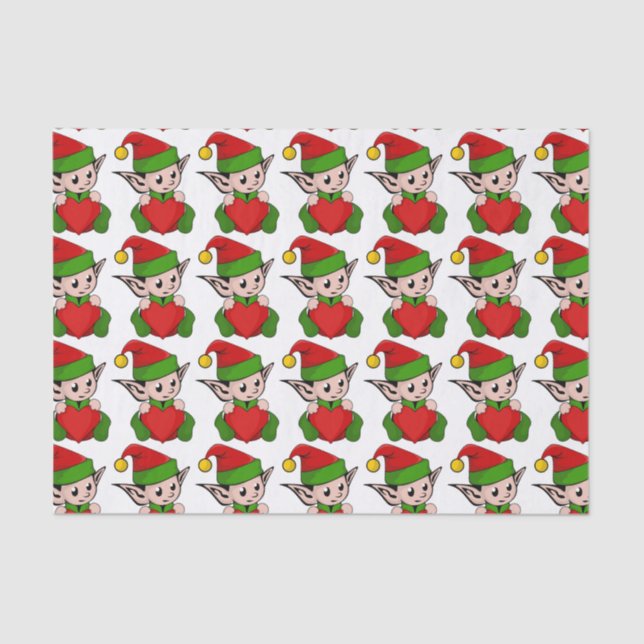 "I LIEBE CHRISTMAS" ELF SEIDENPAPIER (Vorderseite)