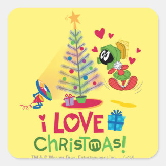 I Liebe Christmas - MARVIN THE MARTIAN™ Quadratischer Aufkleber