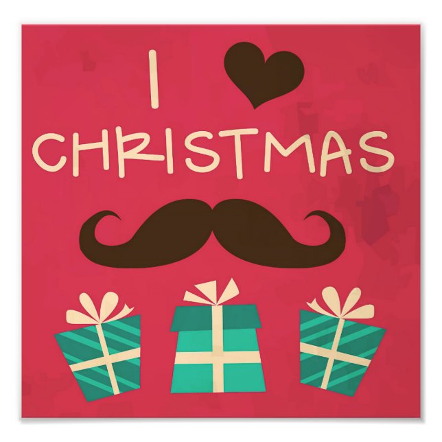 I Liebe Christmas Mustache Fotodruck (Vorne)