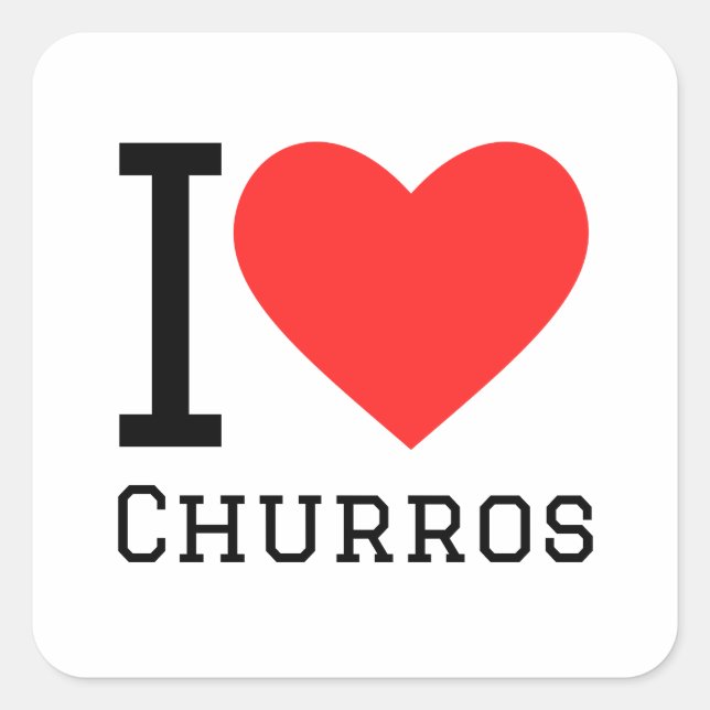 I Liebe Churros Quadratischer Aufkleber (Vorderseite)