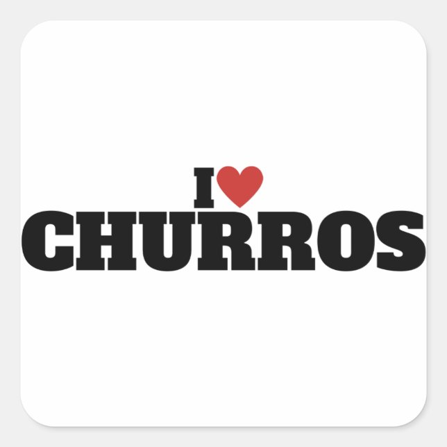 I Liebe Churros Quadratischer Aufkleber (Vorderseite)