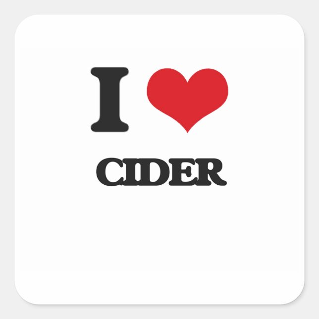 I Liebe Cider Quadratischer Aufkleber (Vorderseite)