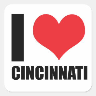 I Liebe Cincinnati Quadratischer Aufkleber