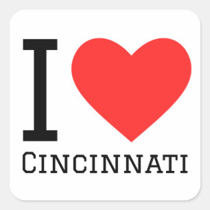 I Liebe Cincinnati Quadratischer Aufkleber