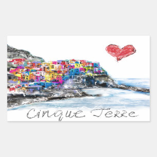 I Liebe Cinque Terre Rechteckiger Aufkleber