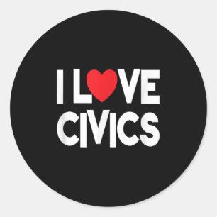 I Liebe Civics Zitat Lehrer und Student Runder Aufkleber