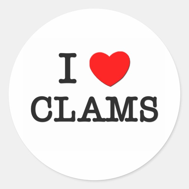 I Liebe CLAMS (Lebensmittel) Runder Aufkleber (Vorderseite)