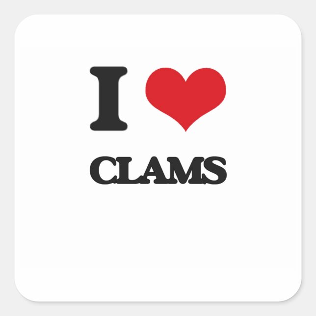 I Liebe Clams Quadratischer Aufkleber (Vorderseite)