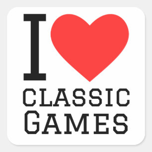 I Liebe Classic Games Quadratischer Aufkleber