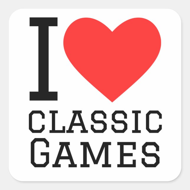 I Liebe Classic Games Quadratischer Aufkleber (Vorderseite)