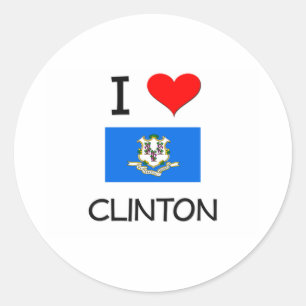 I Liebe Clinton Connecticut Runder Aufkleber