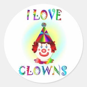 I LIEBE CLOWNS RUNDER AUFKLEBER