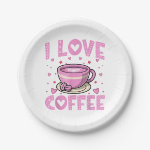 I Liebe Coffee - Funny Coffee Drink Coffein Addi Pappteller
