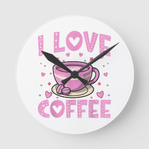 I Liebe Coffee - Funny Coffee Drink Coffein Addi Runde Wanduhr