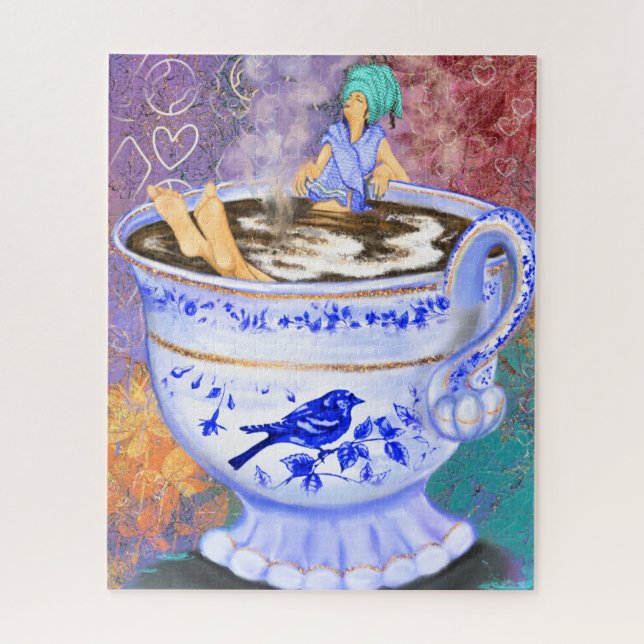 I Liebe Coffee Girl Fantasy Puzzle Malerei (Vertikal)
