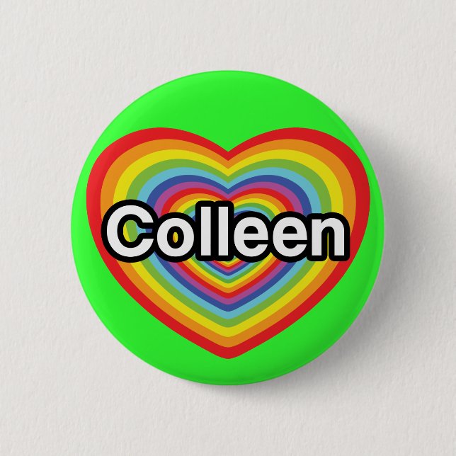 I Liebe Colleen: Regenbogenherz Button (Vorderseite)