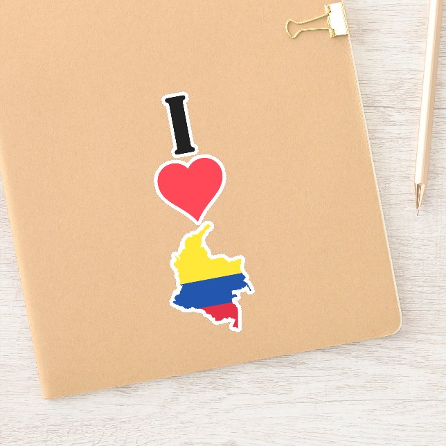 I Liebe Colombia Vertikal I Herzenlandkarte Aufkleber (Notizbuch)
