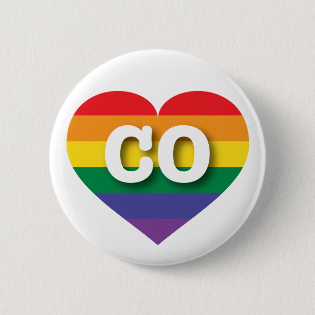 I Liebe Colorado Gay Pride Rainbow Heart Button (Vorderseite)