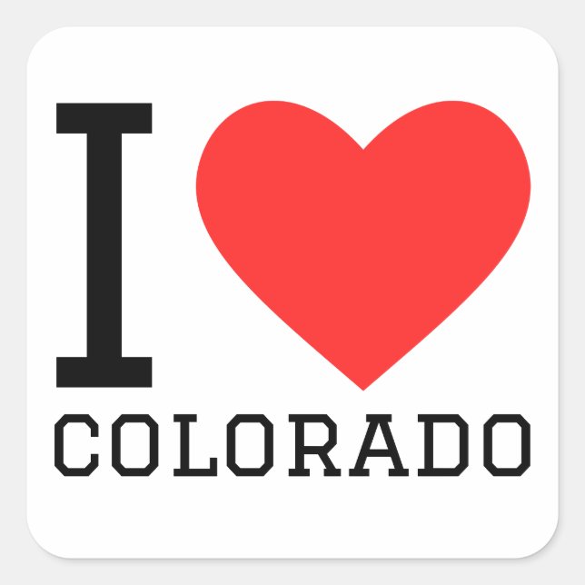 I Liebe Colorado Quadratischer Aufkleber (Vorderseite)