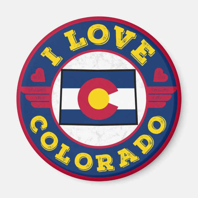 I Liebe Colorado Staat Karte und Flagge Magnet (Vorne)