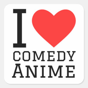 I Liebe Comedy Animes Quadratischer Aufkleber