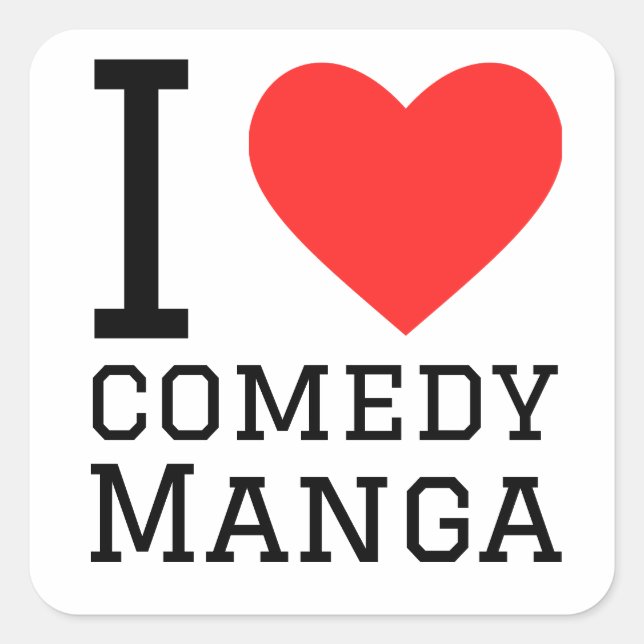 I Liebe Comedy Manga Quadratischer Aufkleber (Vorderseite)