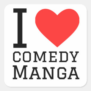 I Liebe Comedy Manga Quadratischer Aufkleber